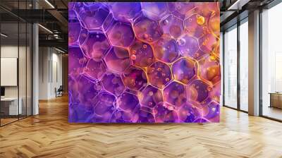 Honeycomb designs with bright colors and starry effects on a gradient backdrop Wall mural