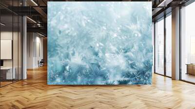 Icy blues and whites with snowflakes and icicles Christmas morning beauty Wall mural