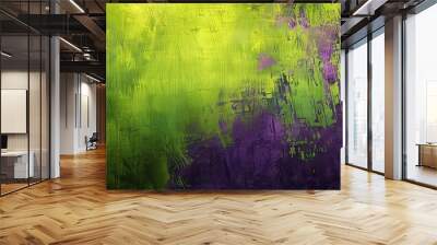 Lime green and purple backdrop grainy canvas texture with visible depth and details Wall mural