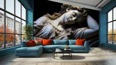 Marble sculpture of reclining goddess embodies timeless beauty and tranquility Wall mural