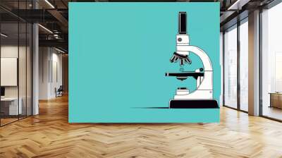 Microscope with Brain. Illustration of a microscope examining a brain. Science, research, and neurology. Wall mural