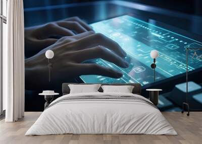 Person using futuristic computer and technology Wall mural