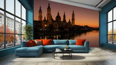 Pilar basilica in Zaragoza with the Ebro river
 Wall mural