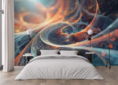 Quantum abstraction wave-like patterns and probabilistic elements Wall mural