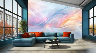 Serene flowing lines with light Holi hues and powdery mist Wall mural