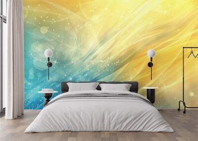 Serene summer wallpaper with pastel yellow and blue smooth transitions and sparkles Wall mural