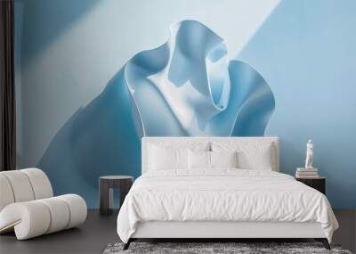 Sky-blue wallpaper with a soft sculpture shadow offering a fresh and modern feel Wall mural