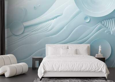 Smooth hexagons and circles in soft blue and gray create a peaceful winter backdrop Wall mural