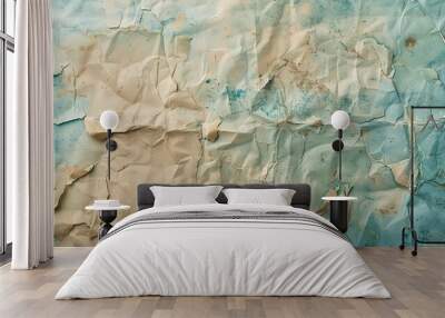 Soft aquamarine and taupe wallpaper with fibrous texture and natural imperfections Wall mural