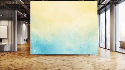 Soft baby blue and yellow wallpaper textured like high-quality watercolor paper Wall mural