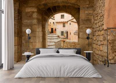 Stone arch in the streets of the beautiful medieval village of Albarracín in Teruel (Spain). Wall mural