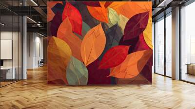 Texture of colorful autumn leaves Wall mural