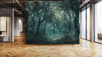 Whispering winds carry forest secrets gentle murmurings a soothing lullaby wallpaper Wall mural