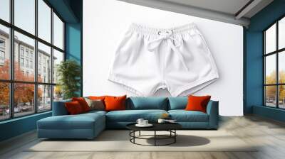 White baby short pants mock up on white background Wall mural