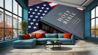 Bible with USA flag Wall mural