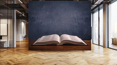 open bible on a wood desk Wall mural