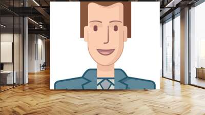 Avatar of young businessman laughing, flat style. Illustration of a young businessman with a happy expression. The drawing is made in flat style. Wall mural