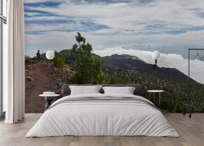 Seas of clouds, lava flows, the Teide of Tenerife in the background and many more spectacular landscapes on the route of the volcanoes (Cumbre Vieja) on the island of La Palma. Canary Islands. Spain Wall mural