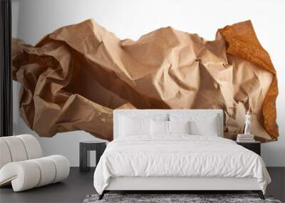 crumpled piece of brown wrapping paper isolated Wall mural