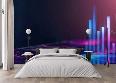 3d rendering of a financial graph on a digital background. Business concept Wall mural