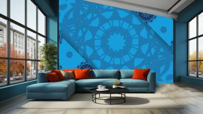 Baner in blue with luxurious ornaments for design under your logo Wall mural