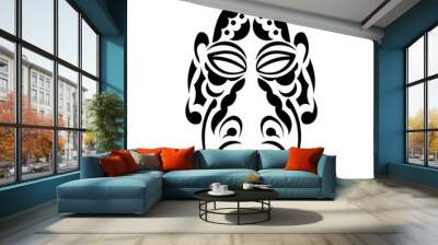 The face of the leader in the style of Polynesian ornaments. Samoan tattoo designs. Isolated. Vector Wall mural