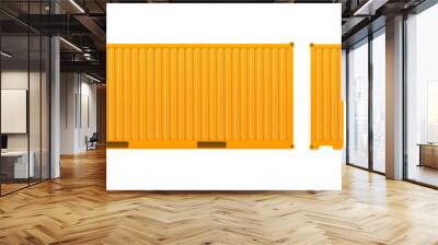 Yellow freight container.
Large container for ship isolated on a white background. Vector. Wall mural