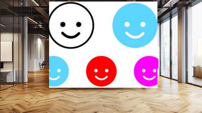 happy smiley face emoji. cute smile face emoticon , smiling, like, lucky, healthy, positive, emotions, icons - customer satisfaction feedback icon sign Wall mural