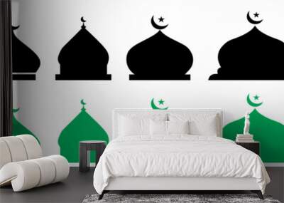 set of flat mosque dome silhouette vector isolated. Wall mural