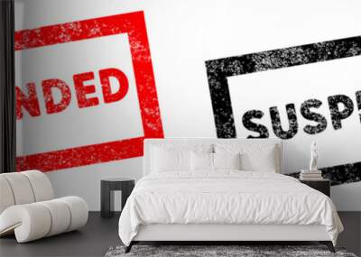 Vector illustration of the word Suspended in red ink stamp Wall mural