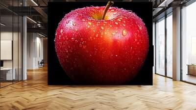 red apple with small water splash on it on a surafce Wall mural