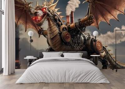 robot dragon in the sky Wall mural