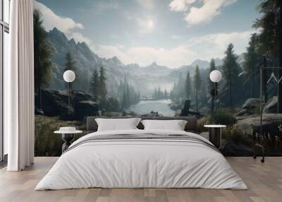 fog in the mountains Wall mural