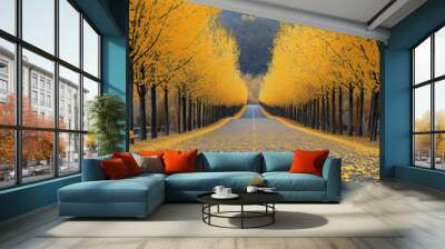 road in the autumn Wall mural