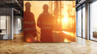 Two Workers on an Offshore Oil Platform Wall mural