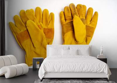 Workmans leather gloves for industrial ,fire protection type ,isolated on white background. Wall mural