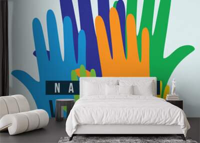 vector graphic of National Volunteers Month ideal for National Volunteers Month celebration. Wall mural