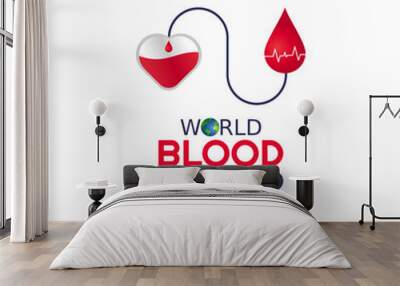 vector graphic of world blood donor day good for world blood donor day celebration. flat design. flyer design.flat illustration. Wall mural