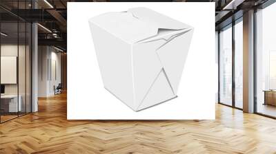 Chinese takeout noodle box realistic vector mockup. Blank white paperboard take out Asian food box mock-up. Eco paper wok container packaging template Wall mural