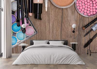 Frame of various makeup products with copy space Wall mural