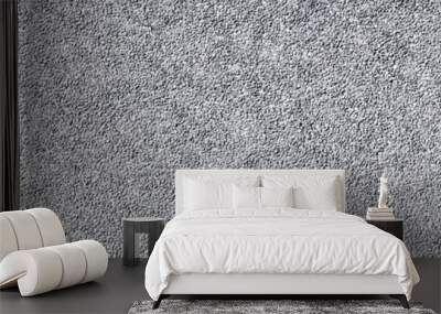 Light gray stone wall wide texture. White washed pebble dash panoramic background Wall mural