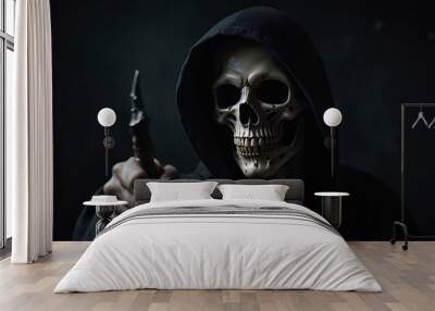 scary halloween skeleton, scary halloween vampire, Grim reaper, scary and horror shot death Wall mural