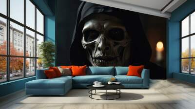 scary halloween skull, scary halloween vampire, Grim reaper, scary and horror shot death Wall mural