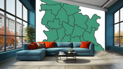 Green Serbia simple map with states border outline vector Wall mural