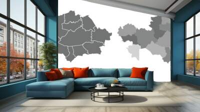 Greyscale Kazakhstan political map with borders outline style vector illustration set Wall mural