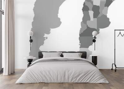 Greyscale vector map of Argentina with regions and simple flat illustration Wall mural