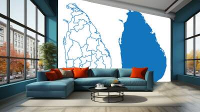 Sri Lanka simple flat vector map outline style illustration set Wall mural