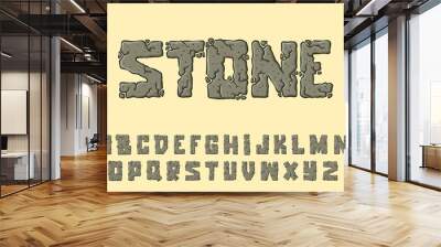 Alphabet Stone Cracked Cartoon vector Wall mural