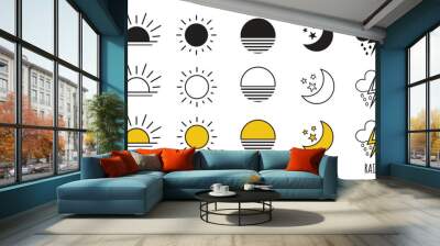 Parts of the Day Morning, Afternoon, Noon, Evening ,Night Icons. Daytime transparency Vector Icons Wall mural