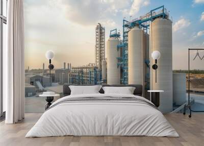 Environmentally conscious cement factory with carbon capture systems, Green cement production, eco-friendly industry Wall mural